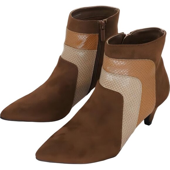 Impo Eila Toffee Multi-Texture Ankle Boots Pointed Toe Women's US 6.5M - Picture 2 of 6